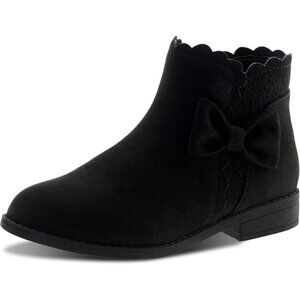 Lselom Girls Ankle Boots Kids Ankle Booties Bow Side Zipper Shoes Black Size 11